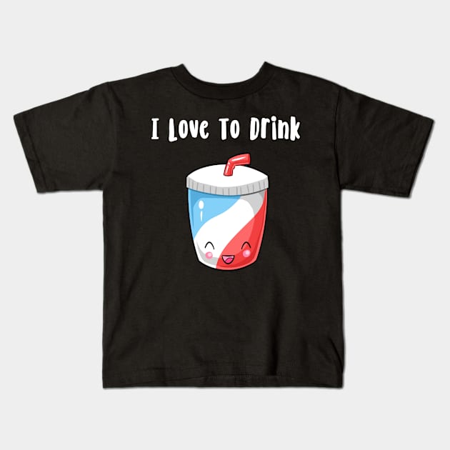 I Love to drink Kids T-Shirt by Lin Watchorn 